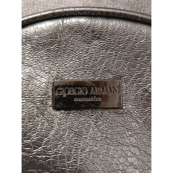 Giorgio Armoni Makeup Cosmetics Bag Circle Pouch Gunmetal Gray Designer Round - Picture 2 of 16